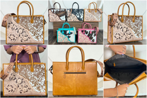 Bolso Tote de Cuero para Mujer, Diseño Floral Tallado a Mano, Cuero Vacuno, Gran Capacidad, para Uso Diario, Último Modelo 2026 - Product Image 3