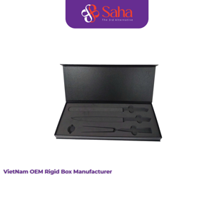 Boîte de construction en carton rigide de qualité supérieure, fabrication OEM au Vietnam, avec pelliculage mat, gaufrage et impression à chaud dorée - Product Image 1