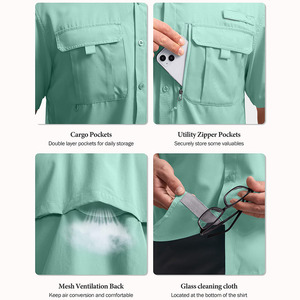 Camisetas de pesca transpirables para hombre, de tela de algodón y spandex, para uso en exteriores, con impresión personalizada. - Product Image 4