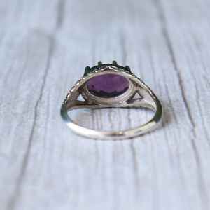 Handmade Amethyst <b>Ring</b> 925 Sterling Silver Prong Setting <b>Statement</b> Jewelry Elegant Gemstone Gift For Women - Product Image 2