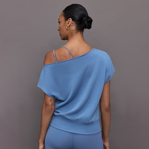 Sudadera de manga corta transpirable para mujer, bordada, de invierno, con logo personalizado, sin hombros, para entrenamiento, al por mayor - Product Image 3