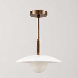 Brushed Brass Pendant <b>Light</b> White Disk Shade G9 Hanging Lamp Warm White for <b>Dining</b> Room - Product Image 2