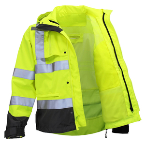 Chaqueta de Trabajo Impermeable Acolchada Fluorescente de Diseño Personalizado, Chaleco de Seguridad de Alta Visibilidad con Logotipo Reflectante Impreso - Product Image 3