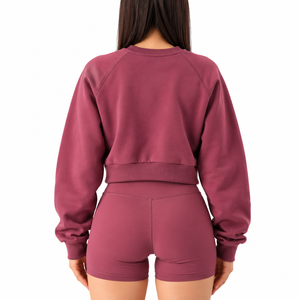 Sweat-shirt court personnalisé pour femme, col rond, manches régulières, en molleton, 100 % coton respirant, collection automne – Vente chaude - Product Image 3