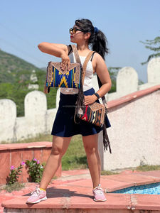 New Arrival Western Aztec Tooled Leather HandBag Women Vintage Stylish <b>Unique</b> Aztec Fringe Tassel Wristlet Hand Clutch Purses - Product Image 3