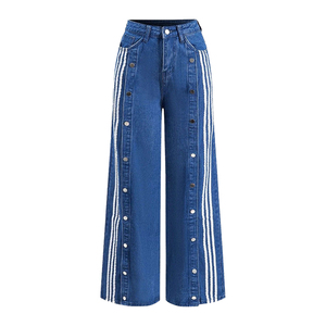 Pantalones Vaqueros de Mezclilla de Alta Calidad, Color y Diseño Personalizados, Logotipo Bordado, Pantalones Vaqueros para Mujer con Pedrería, Jeans Lavados para Dama - Product Image 1