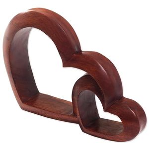 Deux cœurs entrelacés, expression d'amour, art en bois fait main, décoration intérieure, cadeau romantique - Product Image 1