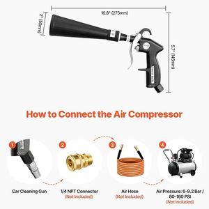 Pistola ad Aria Compressa per Auto a Rapida Dissoluzione, Rimuove Efficacemente Sporco e Polvere dalle Superfici - Product Image 4