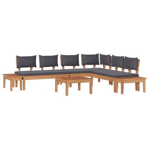 Ensemble de bancs de jardin 3 pièces marron et gris avec coussin de rangement pour espaces extérieurs - Product Image 2