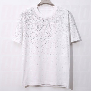 T-shirt surdimensionné personnalisé avec strass dégradés sur le devant, unisexe, effet scintillant, en gros, 100 % coton jersey, streetwear premium - Product Image 2