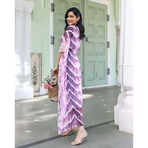 ชุดคลุมผ้าลาเวนเดอร์ย้อมสีแบบไท-ได ระบายอากาศได้ดี ไซส์ XS ทรงหลวมใส่สบายสำหรับพักผ่อน - Product Image 1