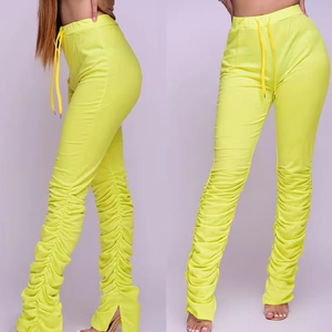 Conjunto de Pantalones Ajustados Acampanados para Mujer, de Cintura Alta, con Encaje, para Invierno, Casual, Fiestas, Eventos, Viajes, Estilo Urbano, Cómodo, de Dos Piezas - Product Image 2