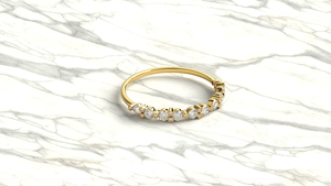 18K Gold Round Diamond Cluster <b>Wedding</b> Band Half Eternity Scattered <b>Bubble</b> Ring Dainty Stackable Rings Fine Jewelry For Women - Product Image 3