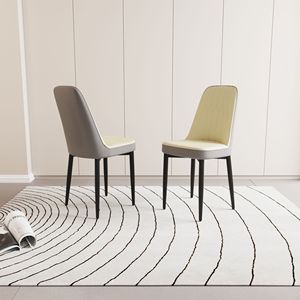 Set di 2 Sedie da Pranzo in Stile Moderno, Alta Qualità in Pelle PU e Tessuto con Cuscini Spessi e Morbidi, Gambe in Metallo Nero - Product Image 3