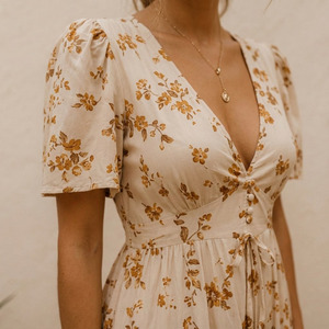Vestido bohemio para mujer, tela tejida de rayón, transpirable, antipilling, vestido informal de verano - Product Image 3