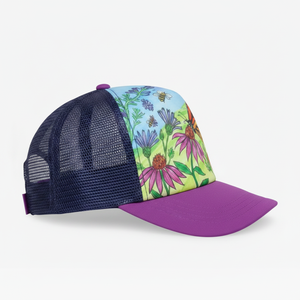Unisex Floral Sublimation Print Baseball Cap Breathable Mesh Back <b>Purple</b> Brim Casual <b>Hat</b> for Adults Spring Summer 56-58cm - Product Image 4