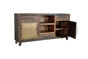 Modern Designed Living Room Furniture Industrial Style Farmhouse Metal <b>Wood</b> <b>Wine</b> Cabinet Side Panel Cabinet - Product Image 3