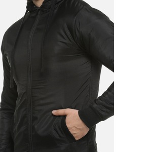 Blouson bomber à capuche en PU noir pour homme, fermeture éclair sur le devant, couleur unie, coupe-vent, vêtement d'automne, coupe classique - Product Image 3