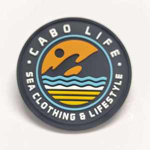 Patch en caoutchouc 3D gaufré, forme cercle, badge autocollant, design de logo pour vêtements de mer et style de vie - Product Image 3