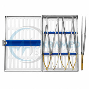 Juego de 5 Piezas de Microcirugía TC Castroviejo con Casete de Esterilización, Portaagujas Oftálmico, Instrumentos con Certificación CE - Product Image 2