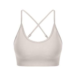 Adjusted Straps Sports Fitness <b>Bra</b> Front Style For Yoga Wear Breathable Wireless Support High <b>Stretch</b> Training Crop - Product Image 1