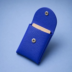 Porte-cartes de luxe bleu imprimé sérigraphié, design minimaliste, fermeture à bouton, pour cartes de visite 4/6 pouces, rangement pour pièces de monnaie, usage quotidien - Product Image 1
