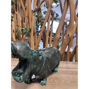 Garden Supplies Bronze Hippo Statue Patina Green Finish Outdoor Hippo Sculpture <b>Hand</b> <b>Casted</b> Vintage Hippopotamus Figurine Decor - Product Image 4