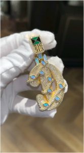 จี้ฮิปฮอปแบบสั่งทำประดับเพชรโมอิสซาไนต์ VVS เงินแท้ S925 รูปตัวเลข ชื่อ ตัวอักษร หรือโลโก้ ของขวัญคริสต์มาส - Product Image 3