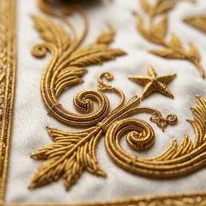 Épingle de tablier personnalisée brodée à la main en bullion pour les cérémonies maçonniques, insignes, OEM, ODM, vente en gros, fabricant, fournisseur, en vrac - Product Image 4