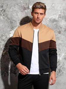 Mens Lightweight <b>Jacket</b> Casual Bomber <b>Jacket</b> Color Block Varsity Coat - Product Image 2