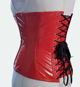 Faja Reductora de Cintura Roja de PVC con Patrón, Control Firme, Cierre de Gancho y Ojo, para Uso Diario de Mujeres Adultas - Product Image 3