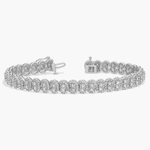 Diamond Cluster Overlay Halo <b>Bracelet</b> in White Gold - Product Image 3