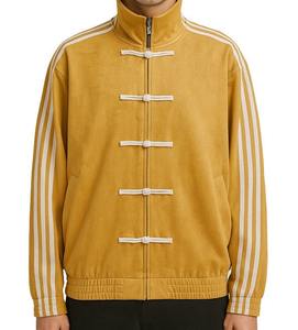 Ensemble de survêtement homme hiver coupe ajustée polyester/coton, deux pièces, veste zippée matelassée patchwork et pantalon, survêtement polaire personnalisé - Product Image 6