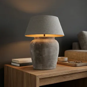 Lámpara de Mesa de Cerámica Terracota China, Decoración Rústica para el Hogar, Estilo Granja, Iluminación Ambiental Cálida para Diwali - Product Image 2