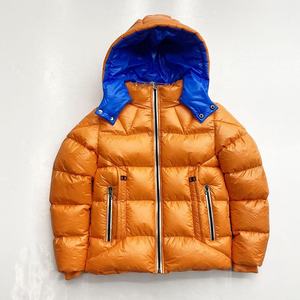 Blouson matelassé à capuche orange pour homme, manteau d'hiver en duvet, couleur unie, fermeture éclair, coupe-vent, épais, coupe classique - Product Image 6