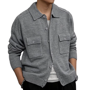 Suéter de cachemira 100% para hombre, estilo New Rich Old Money, suave y agradable al tacto, con doble bolsillo, teñido heather, informal para otoño. - Product Image 1