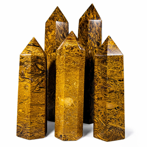 Tour de cristal de jaspe naturel Mariam, pointe de jaspe calligraphique, pierre de guérison polie pour la méditation Reiki, décoration énergétique, vente en gros - Product Image 1