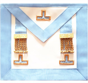 Tablier de Maître de Culte Rite Rectifié Écossais en Similicuir avec Pompons 39x33cm Memphis-Misraim Cuir Premium Broderie Machine - Product Image 1