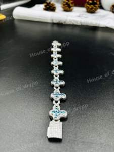 Pulsera Blue Cross Link de Plata 925 con Diamantes Moissanite VVS, Joyería de Diseño de Lujo para Hombre y Mujer - Product Image 2