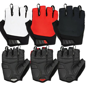 Fingerless Cycling Gloves With Shock Absorbing Palm In White Red Black Colors For Men Women - Product Image 1