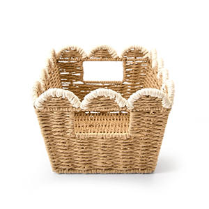 Panier de rangement élégant en corde de papier festonné, organiseur en osier, bac de rangement décoratif pour chambre d'enfant, salle de bain, chambre de bébé - Product Image 4