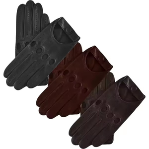 Gants pour hommes en cuir de chèvre, gants de conduite et d'équitation, à doigts entiers, non doublés, antidérapants, en cuir véritable - Product Image 1