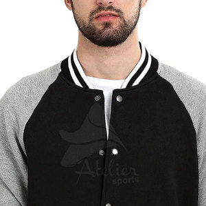 Veste de baseball en molleton côtelé épais en coton pour homme, qualité export, personnalisable, blanche, style vintage, type bomber - Product Image 6