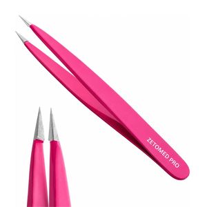 Pointed Tweezers Stainless Steel <b>Hand</b>-<b>Filed</b> Pointed Tips for Ultra Precision Eyebrow Tweezers ZETOMED PRO Beauty Tool | Purple - Product Image 4