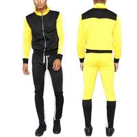 Erkek Sarı Siyah %100 Pamuk Eşofman Takımı Uzun Kollu Fermuarlı Sweatshirt Yan Cepli Sportif Günlük Kışlık Nefes Alabilen