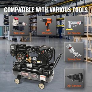 Serbatoio orizzontale per compressore d'aria da 13,2 galloni, 7HP, alimentato a gas, 9CFM@115PSI, pompa a pistone, compressore d'aria industriale a gas. - Product Image 6