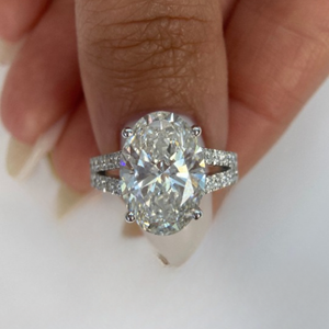 Oval cut lab grown diamond <b>Split</b> shank engagement <b>ring</b> 5 carat diamond <b>ring</b> Lab created diamond <b>ring</b> - Product Image 2