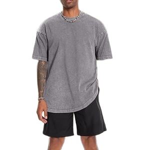 Camisetas Oversize Holgadas Lisas Teñidas Nuevo Estilo Cuello Redondo Hombro Caído Hip Hop Verano Exterior 240Gsm Gruesas Transpirables - Product Image 4