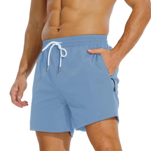 Shorts de Baño para Hombre OEM, de Color Sólido, Secado Rápido, con Bolsillos con Cordón, Estilo Deportivo Casual, Cintura Media, Cortos, Tejido de Poliéster/Algodón - Product Image 2