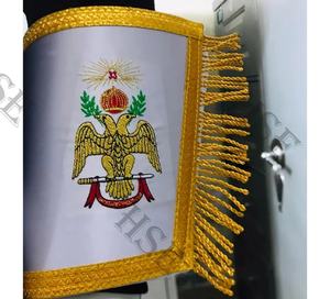 DELANTAL DE RITO ESCOCÉS DE 33 GRADO CON PUÑOS Y COLLAR BORDADO DE ORO ALAS DE ABAJO - Product Image 4